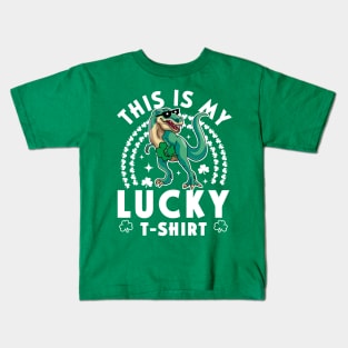 This Is My Lucky Shirt Kids Funny Dinosaur St Patrick's Day Kids T-Shirt